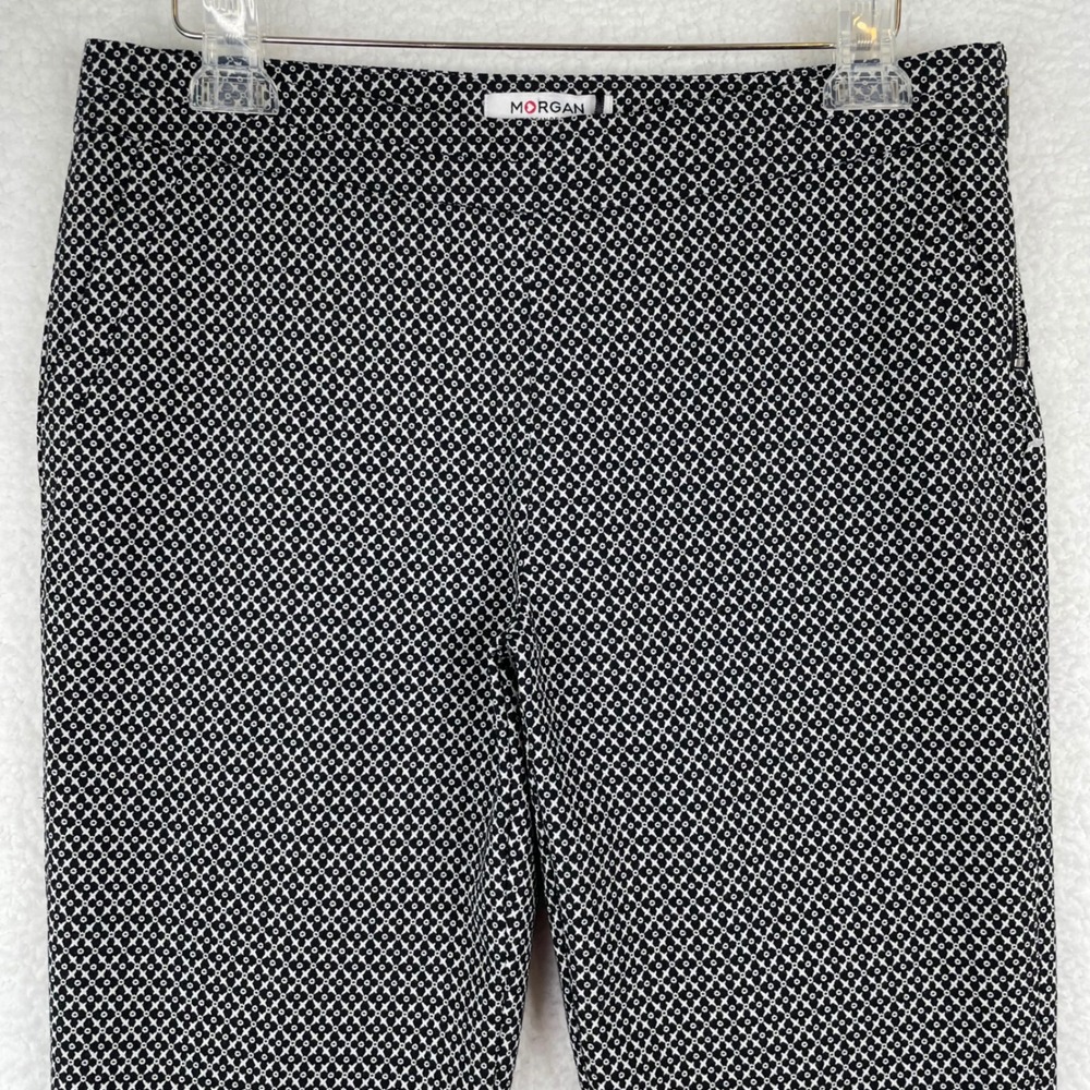 Morgan De Toi Marine Jacquard Slim Leg Trousers Navy White Geometric Size 8 NEW